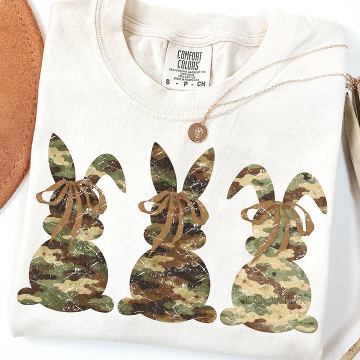 T-shirt Lapin de Pâques Camouflage, Tee-shirt Lapin Chasseur d'Œufs Coquette pour la vente par Teedico
