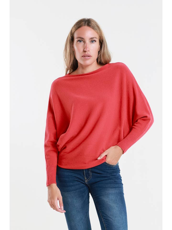 TINA Stephens Italy/Tees By Tina – Großhandel Strickpullover – Damen – Mylah Seriously Weicher Fledermaus-Pullover (BLS413)68