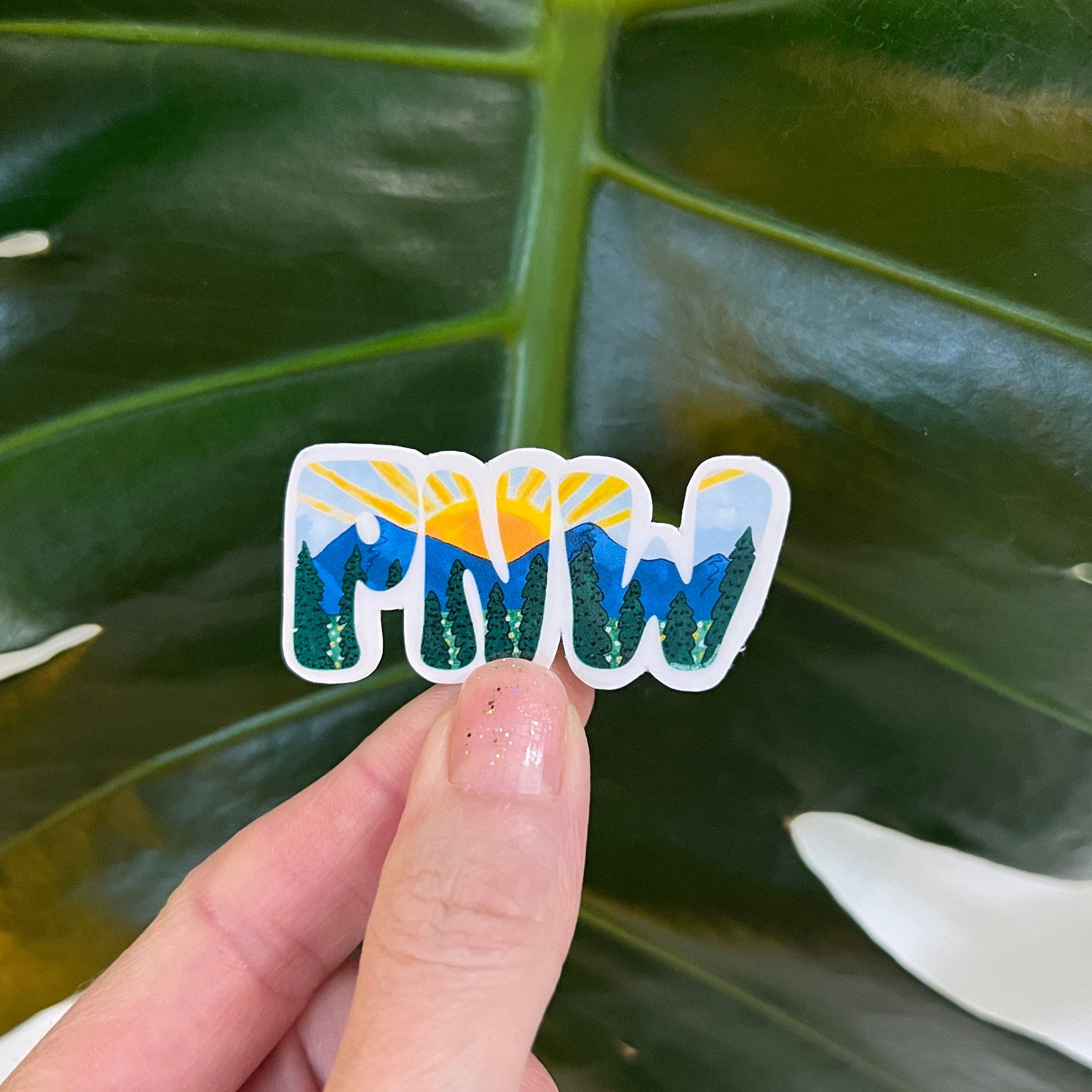 Granola Girl Outfitters - Wholesale Sticker - Mini PNW Mountains Sticker - Light-weight / Indoor: 🌿📖4