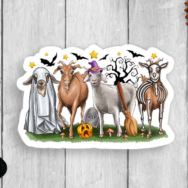 Spooky Goats Vinyl Sticker for wholesale by Expression Design Co
