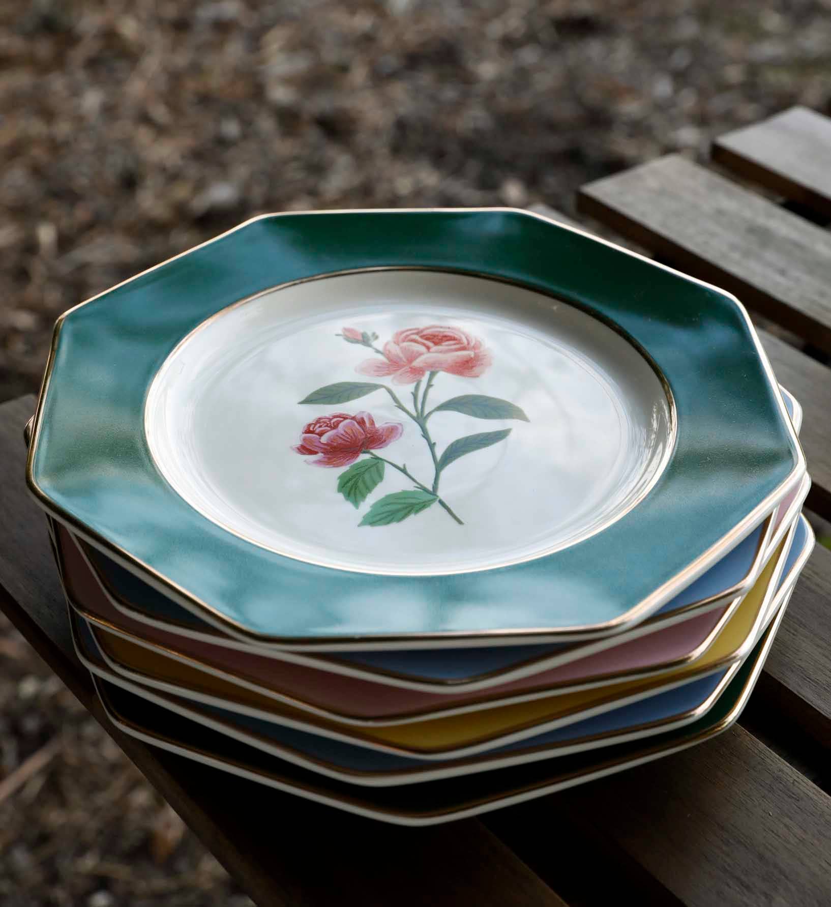 Rifle Paper Co. - Wholesale Dinner Plate - Roses Porcelain Dessert Plate Set1