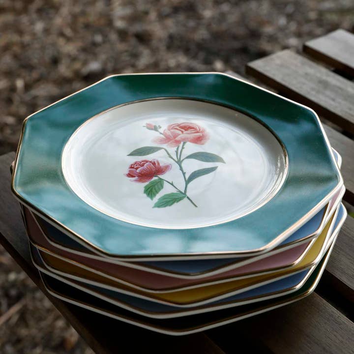Rifle Paper Co. - Wholesale Dinner Plate - Roses Porcelain Dessert Plate Set1