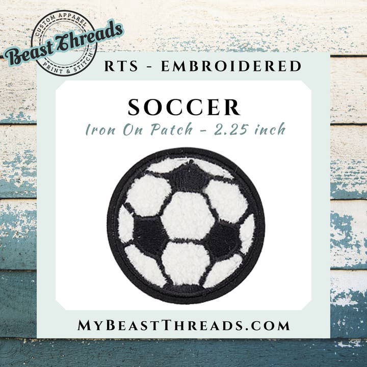Soccer Embroidered Patch - RTS for wholesale by Beast Threads LLC