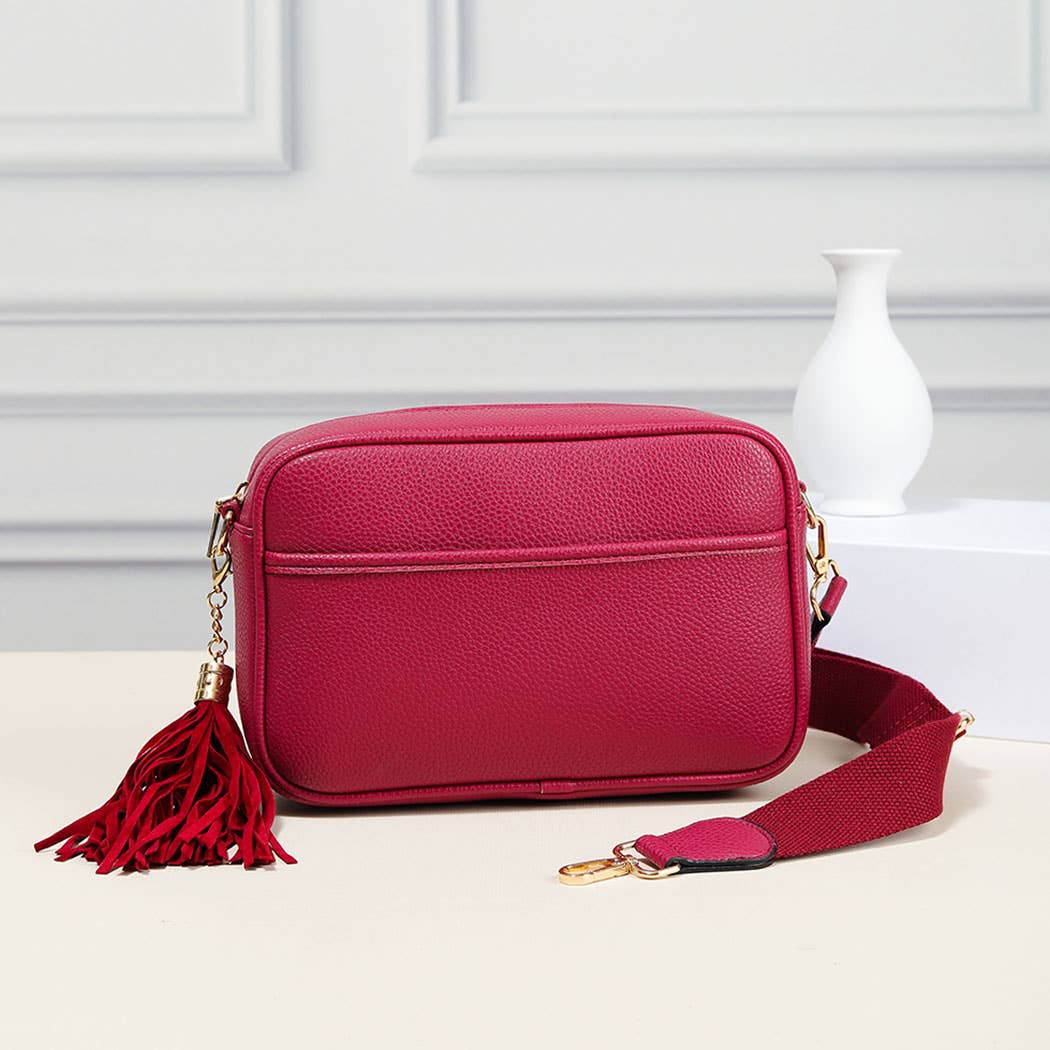 Fashion City - Wholesale Crossbody Bag - Women's - Dark PU Rectangular Crossbody with Tassel22