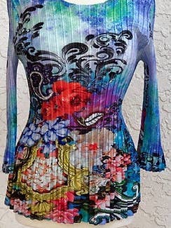 Camisola Plissada 3/4 Manga 28" 192017-T por atacado de Lou Nardi