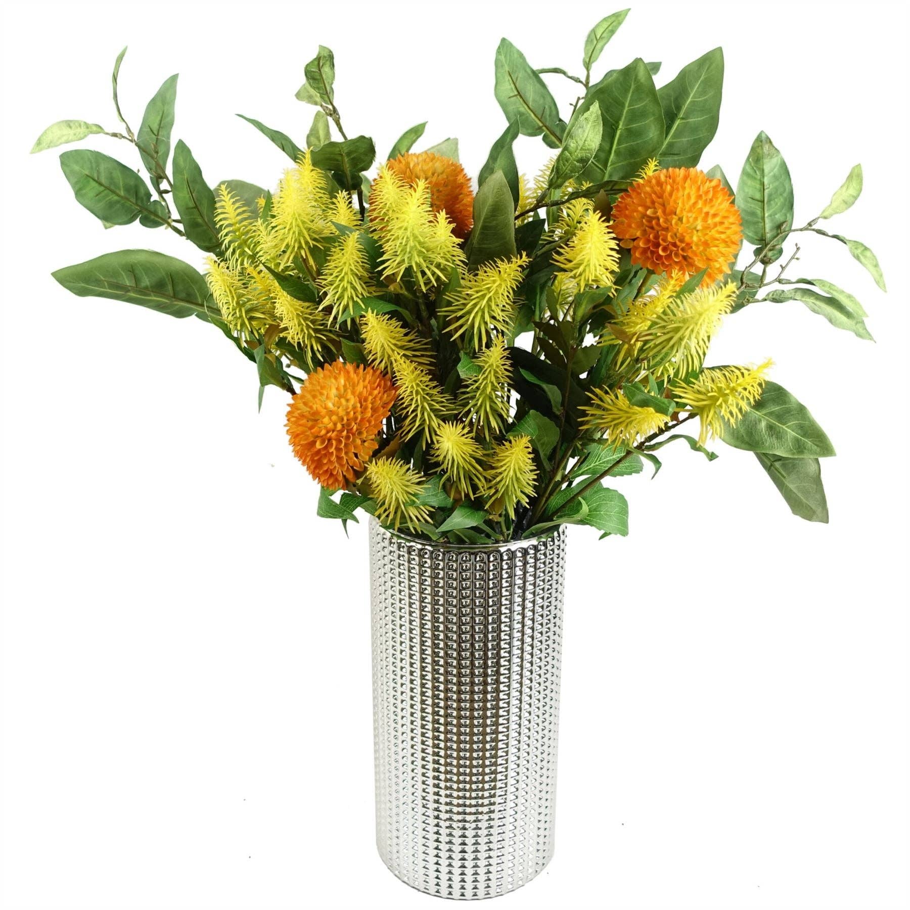 Leaf Design UK LTD - Wholesale Artificial Flowers - Pack 6x 70cm Large Ball Dahlia Artificial Flower Stem Yellow6