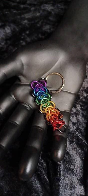 Hole in the Ground Creations - Wholesale Keychain - Unisex - Rainbow Keychain In Elfweave Chainmaille - Pride - Large - Unisex - Gift - Fob - Fidget