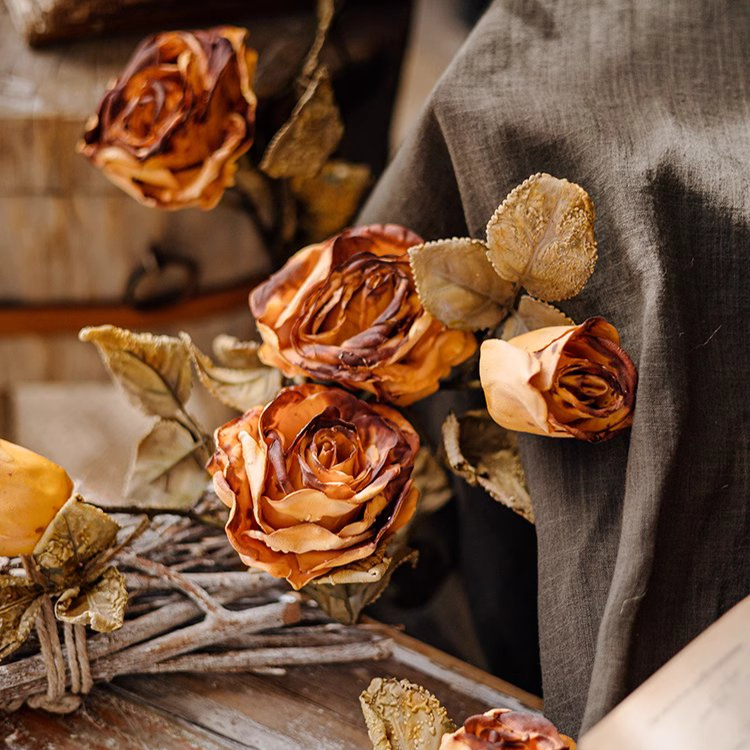 Rustic Reach - Wholesale Artificial Flowers - French Dried Look Faux Rose Stem 26" Tall0