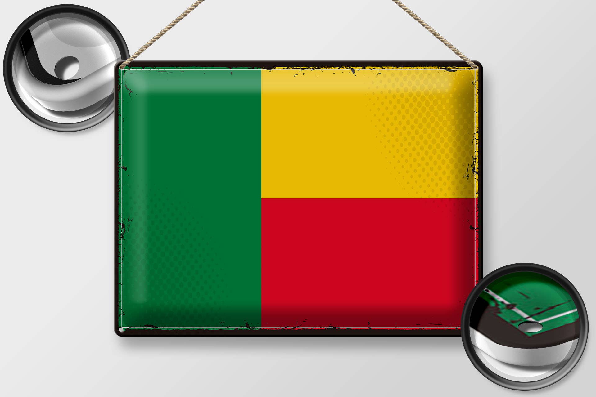 Femer - Wholesale Sign - Benin Flag of Benin 40 x 30 cm Retro Flag of Benin Tin Sign1