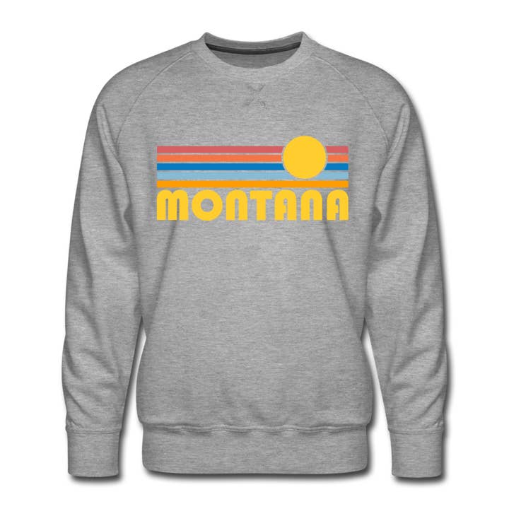 Premium Montana Sweatshirt - Retro Sun Montana Sweatshirt for wholesale by Hey Mountains