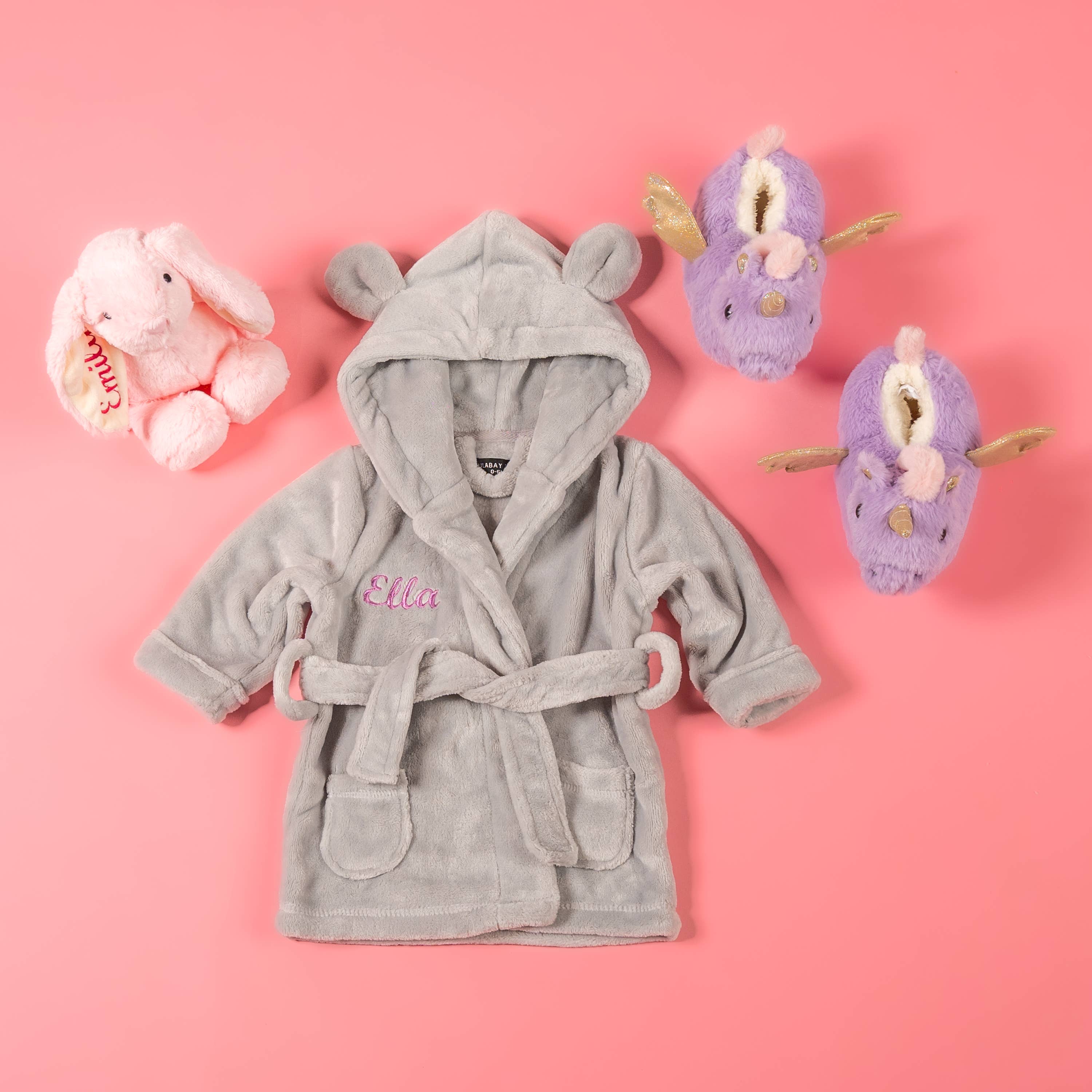Lulabay - Wholesale Robe – Kids - Lulabay Girls 3 Piece Personalised Dressing Gown, Slippers