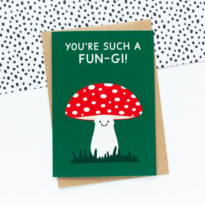 You're Such A Fun-gi Mushroom Valentine's Greeting Card for wholesale by Jeff and the Squirrel