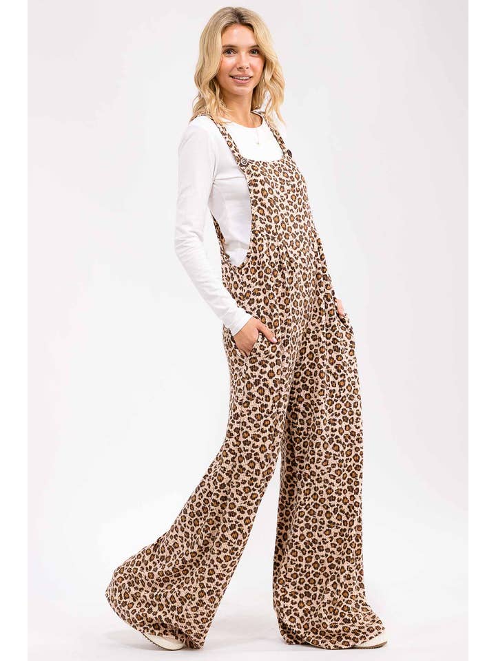 As Shown Leopard Print Wide Leg Overall Jumpsuit J6106 for wholesale on Faire7