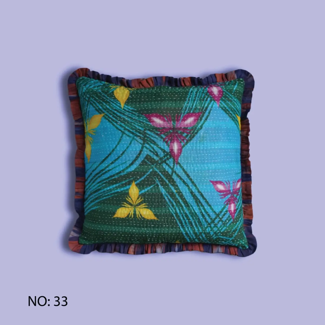 Annahmol - Wholesale Throw Pillow Cover - One of a Kind Vintage Kantha & Ikat Pillow 247