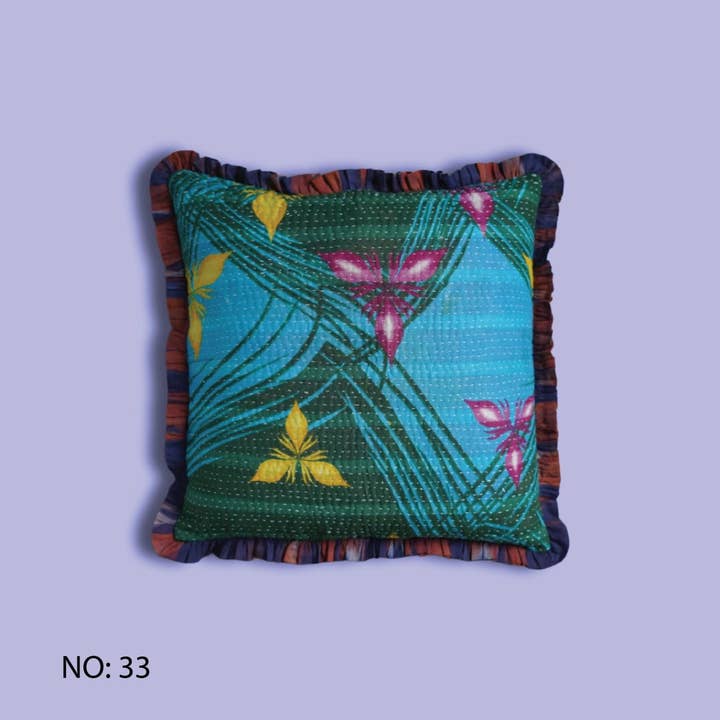 Annahmol - Wholesale Throw Pillow Cover - One of a Kind Vintage Kantha & Ikat Pillow 247