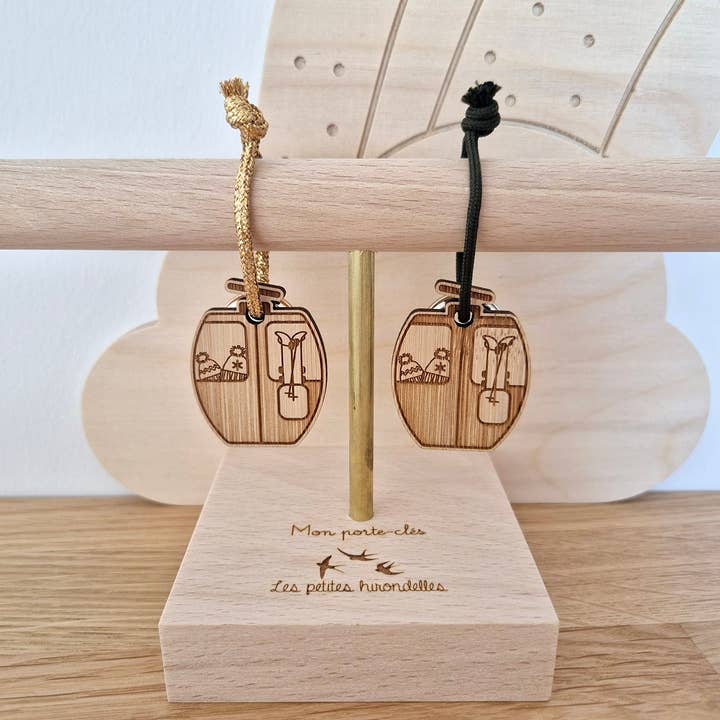 Les Petites Hirondelles - Vente Porte-clés – unisexe - Porte-clés en bois - Télécabine2