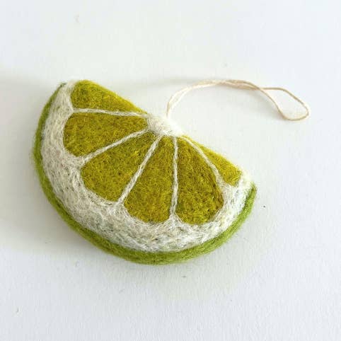 Felted Wool Citrus Ornament - Lime for wholesale by PetitFelts