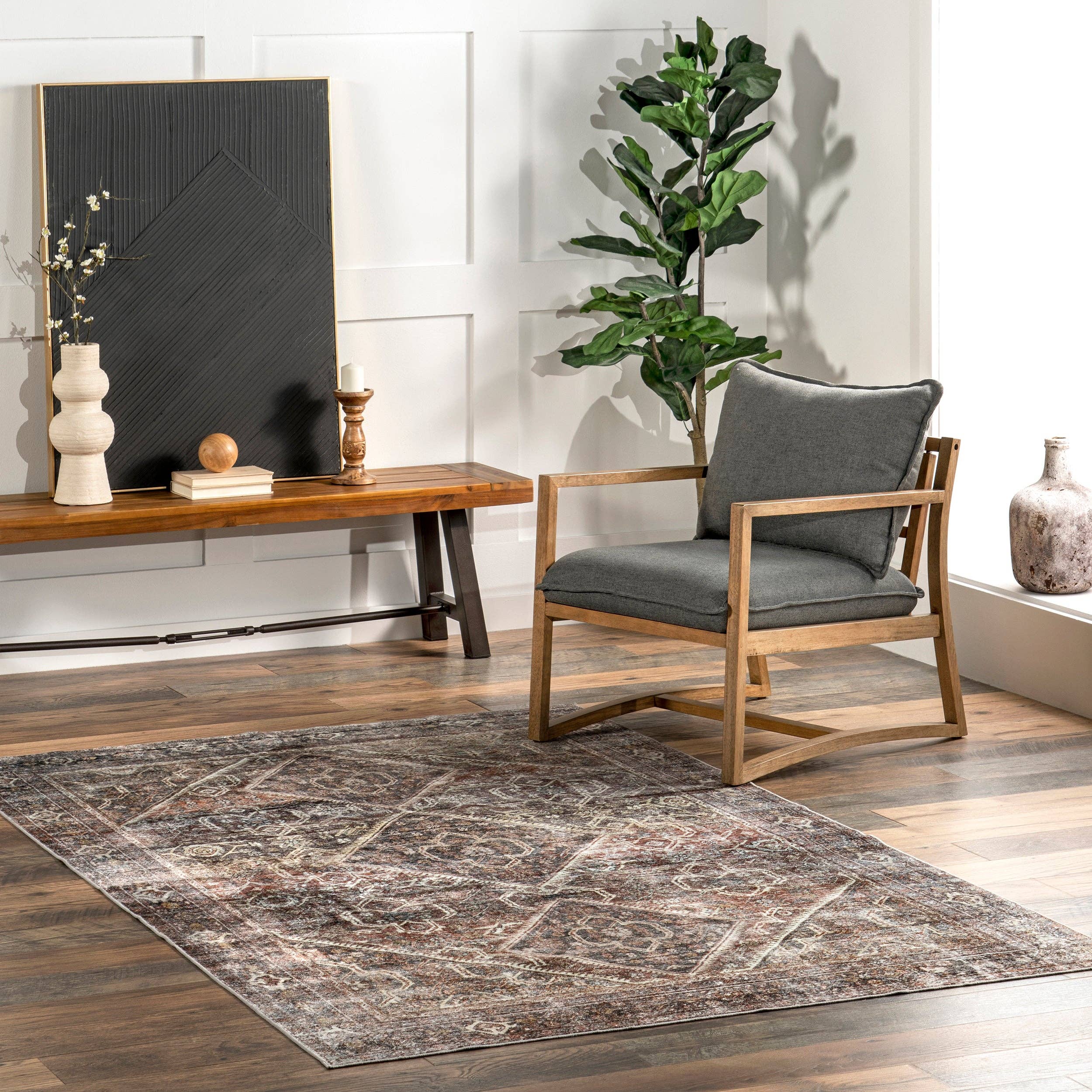 Multicolor Zofia Vintage Persian Machine Washable Area Rug for wholesale on Faire0