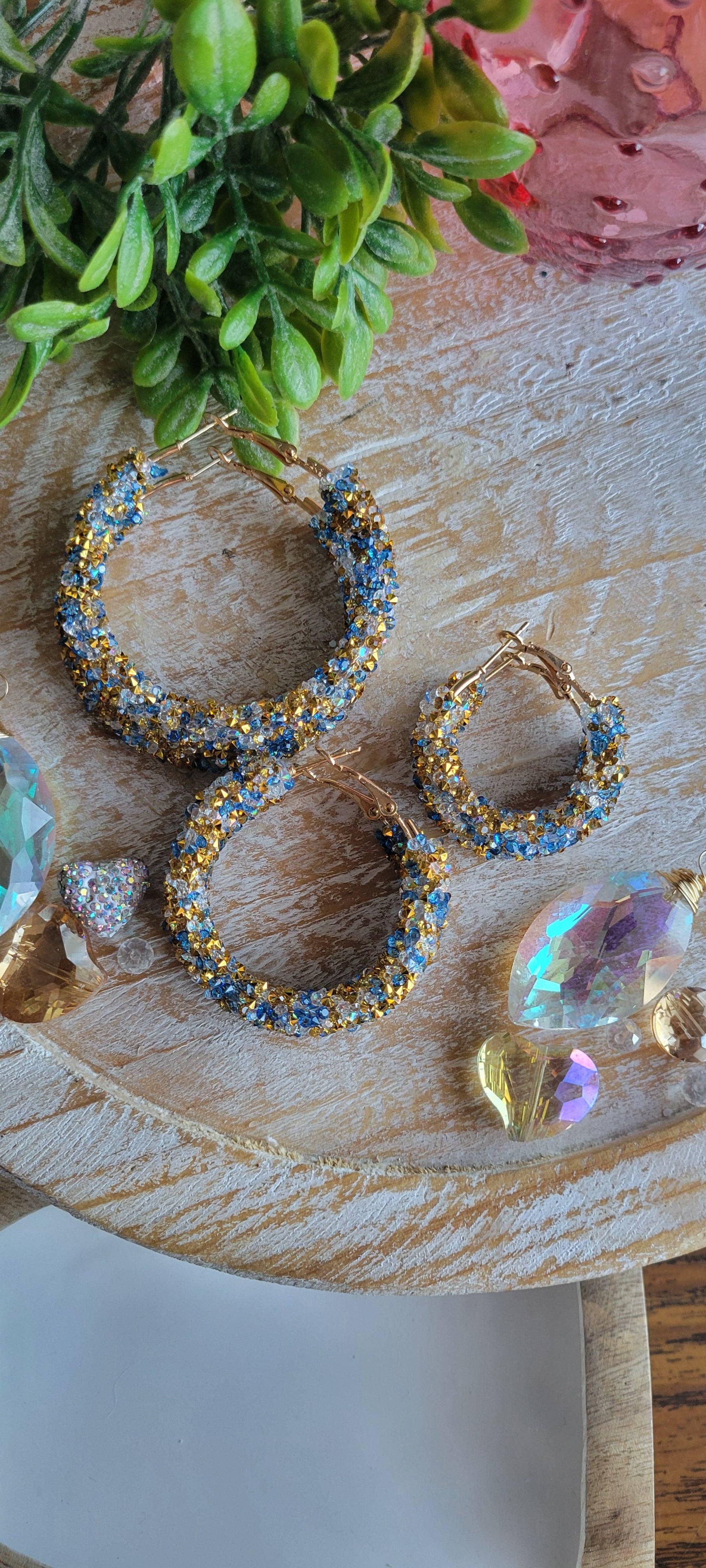 JEMdesigns - Wholesale Dangle Earrings - Blue and Gold Glitter Earrings2