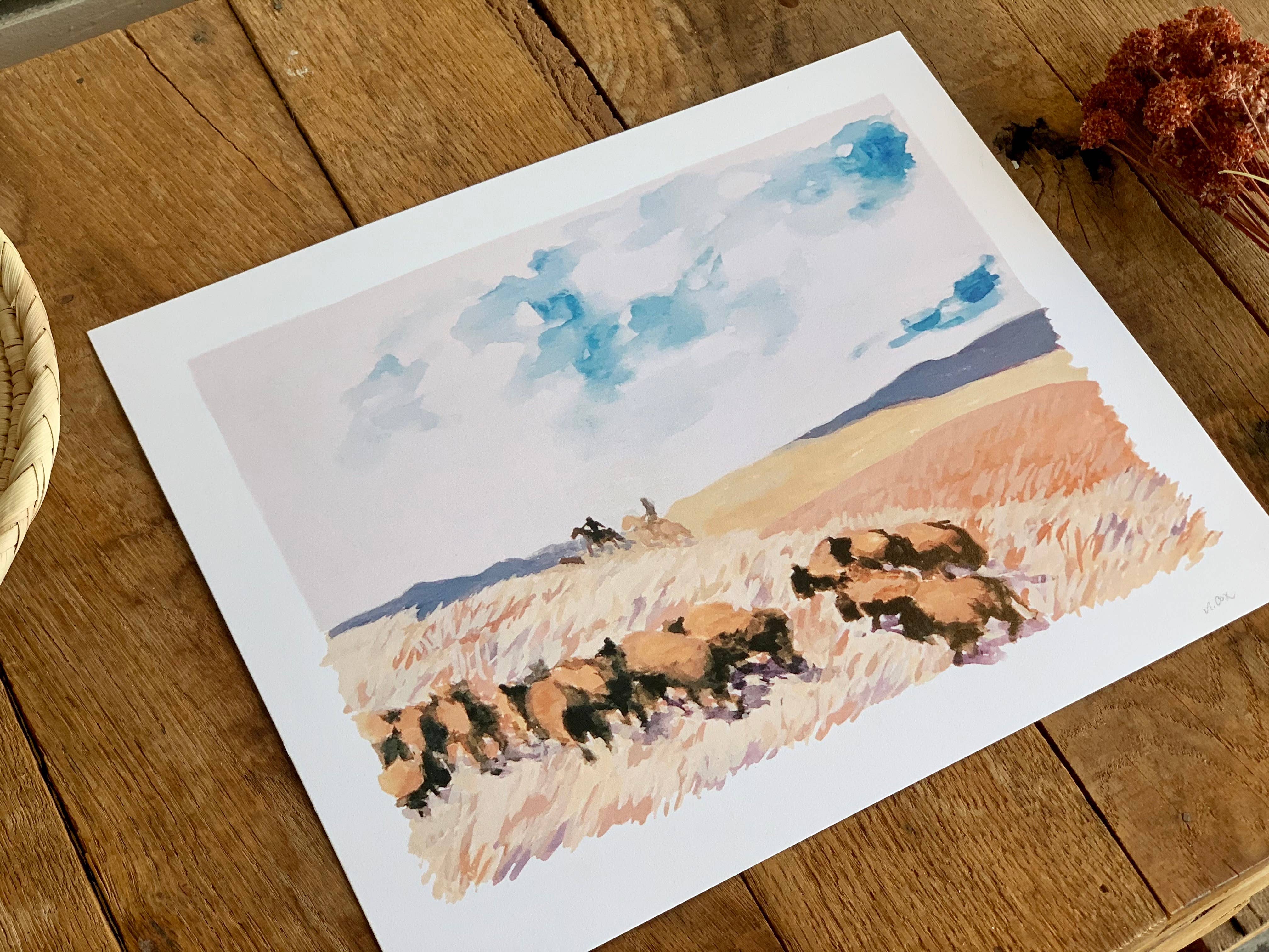 Little Salt Wagon - Wholesale Art Print - Bison Herd Landscape Art Print Wall Decor2
