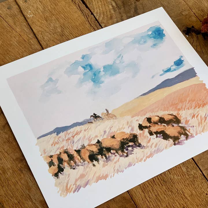 Little Salt Wagon - Wholesale Art Print - Bison Herd Landscape Art Print Wall Decor2