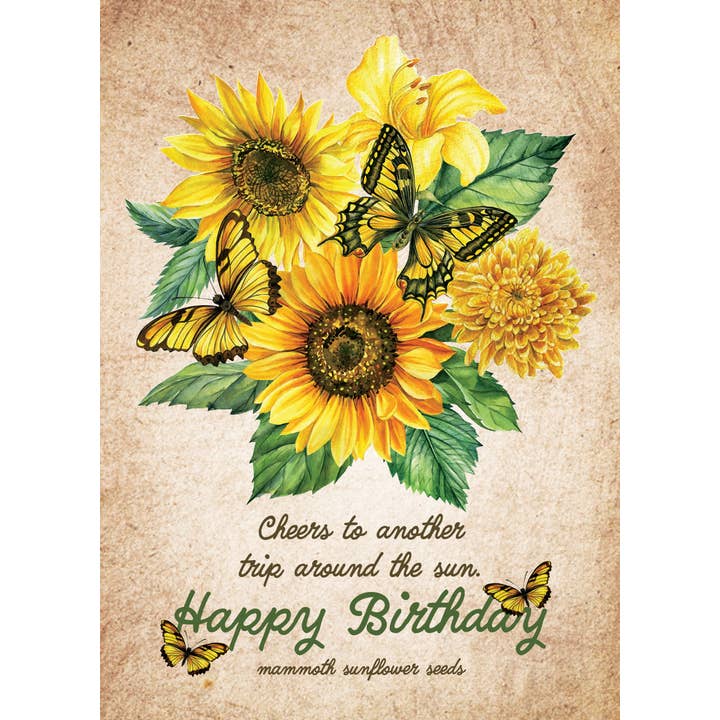 Bentley Seed Co. - Wholesale Birthday Card - Happy Birthday - Sunflower - Mammoth Sunflower Seed Packets
