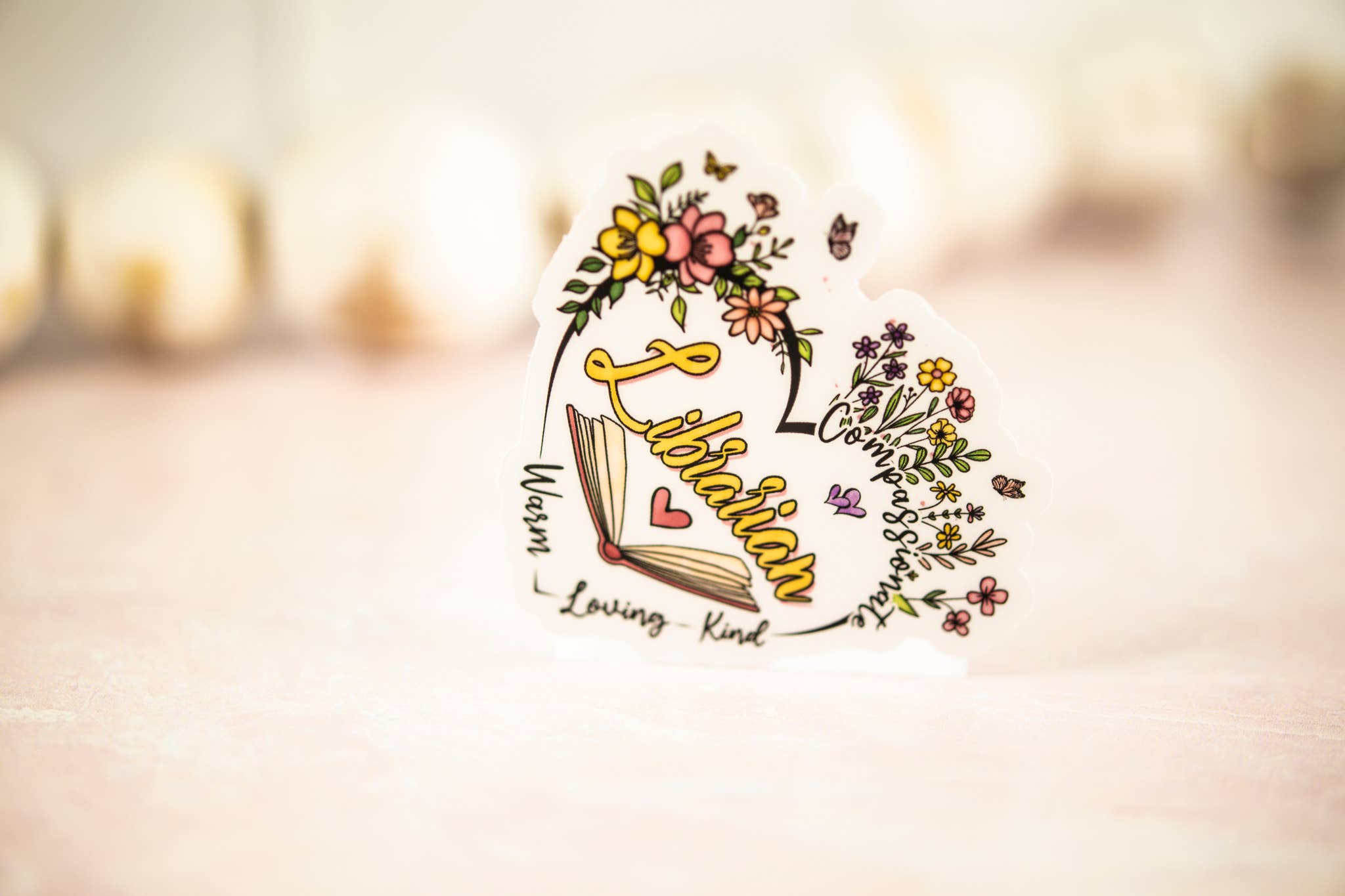 Savannah and James Co - Wholesale Sticker - Librarian Floral Heart, Book Vinyl Sticker, 3x3 in.1