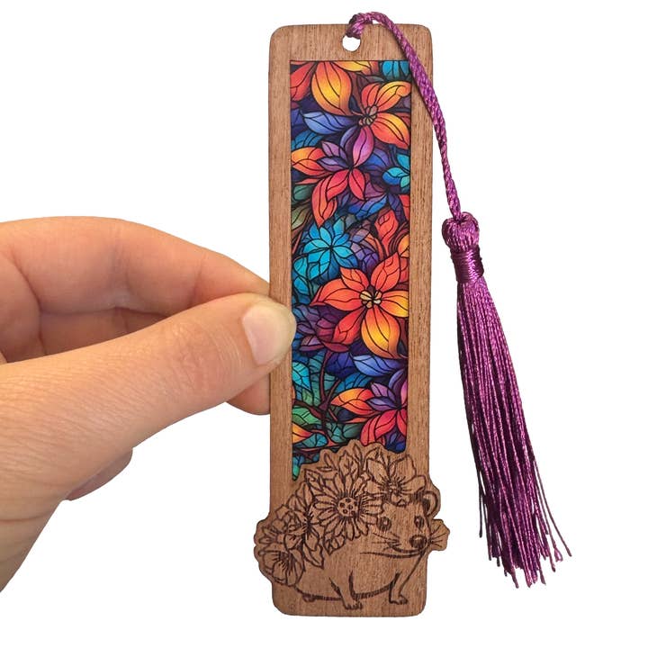 Hedgehog Bookmark | Wood & Acrylic Tassel Bookmark for wholesale by Art by Sharell
