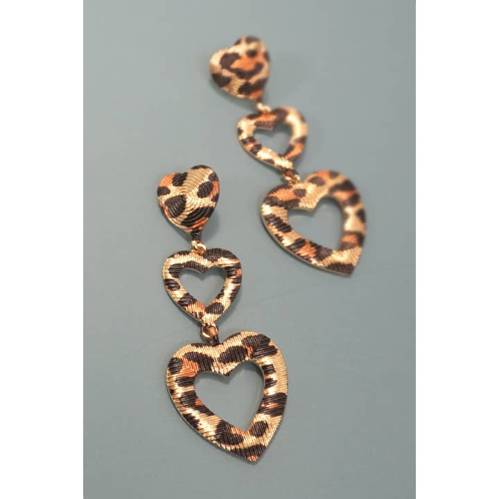 GOLD ANIMAL DESIGN TRIO HEART DROP EARRINGS | 80E5865 for wholesale on Faire1