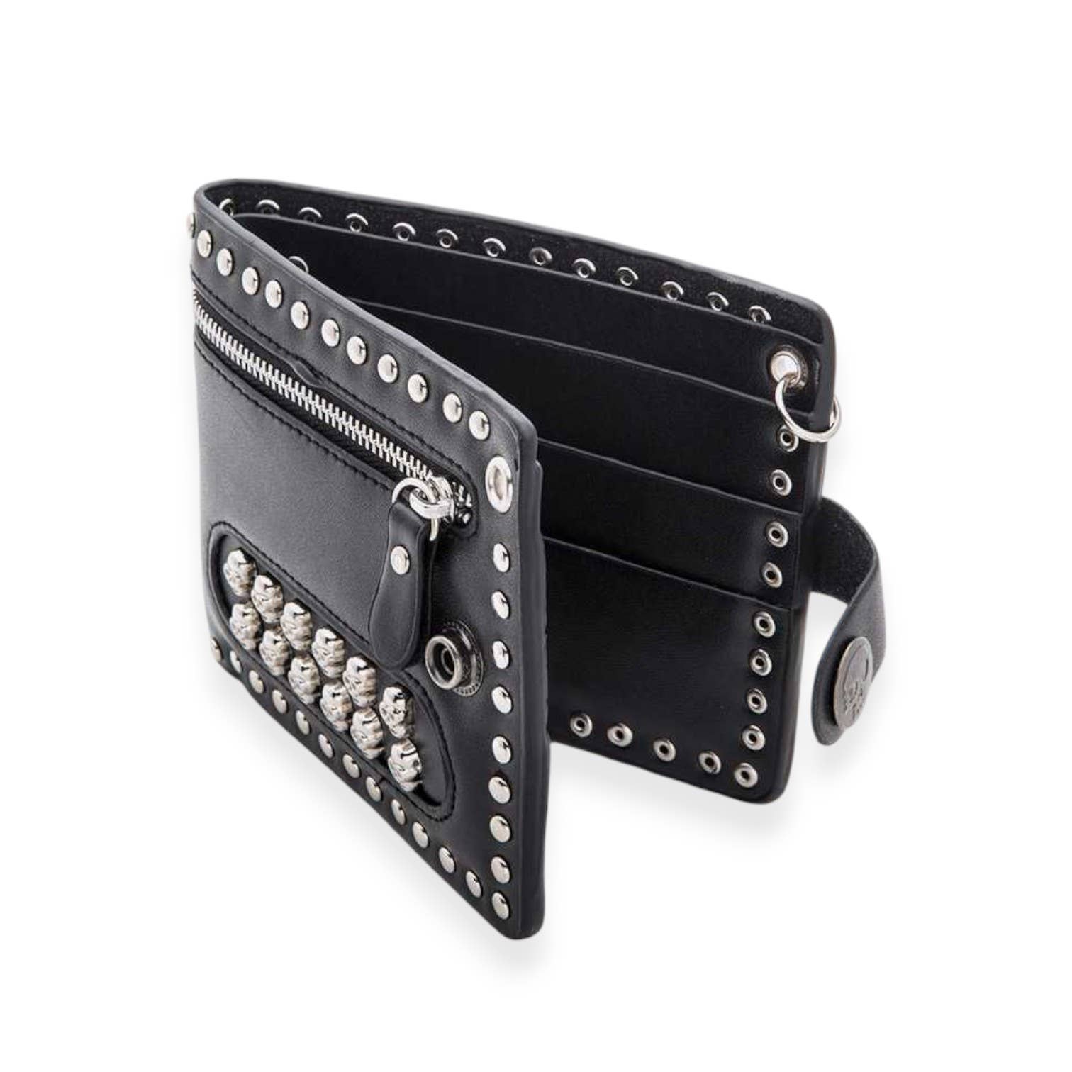 Black Skull Studded Grommets Biker Wallet for wholesale on Faire2