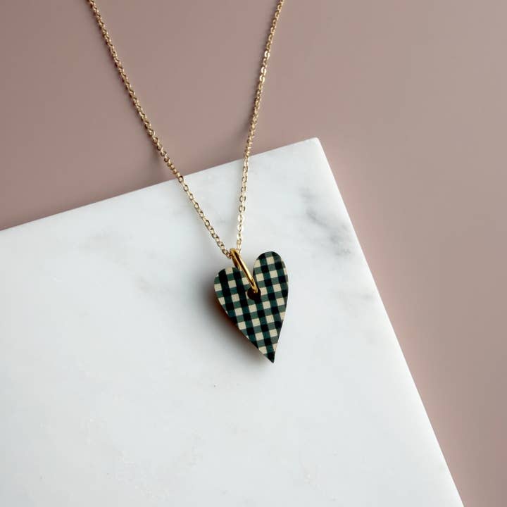 Gingham Heart Necklace for wholesale by MicaPeet