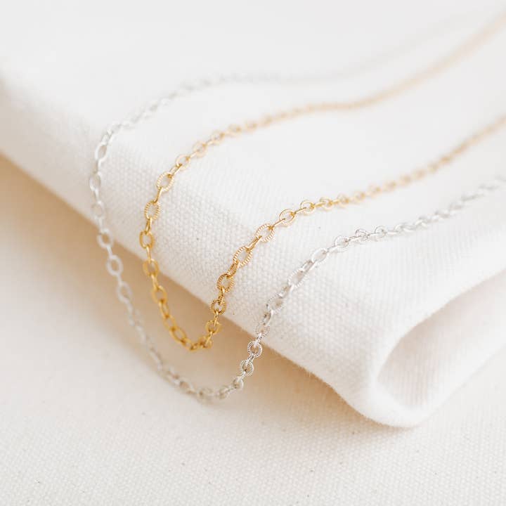 Bel Kai - Wholesale Link & Chain Necklace - Fine Textured Chain (Adjustable) Gold or Silver
