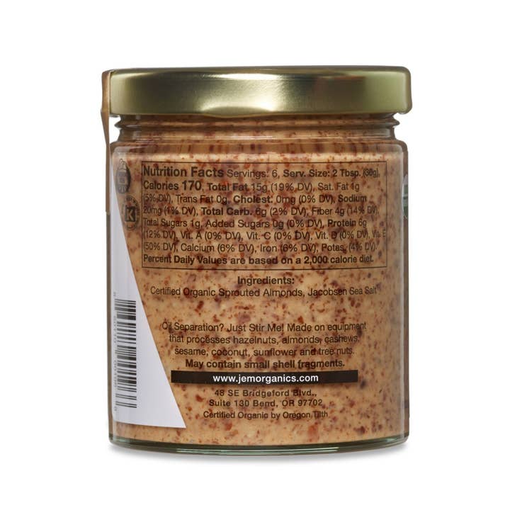 JEM Organics - Vendita all'ingrosso Burro di frutta secca - 6.2 once di burro di mandorle nude germogliato croccante JEM Organics