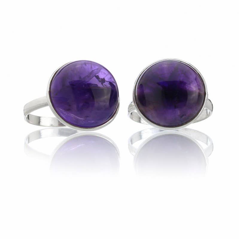 UniArt - Wholesale Cocktail/Statement Ring - 925 silver ring with natural stone, round model b...0