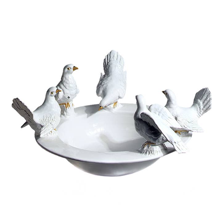 Bird Bath Round 20'' With 5 Doves for wholesale by Intrada Italy