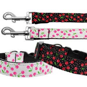 Pet Dog & Cat Nylon Collar or Leash, "Cherries" for wholesale by American Leashworks