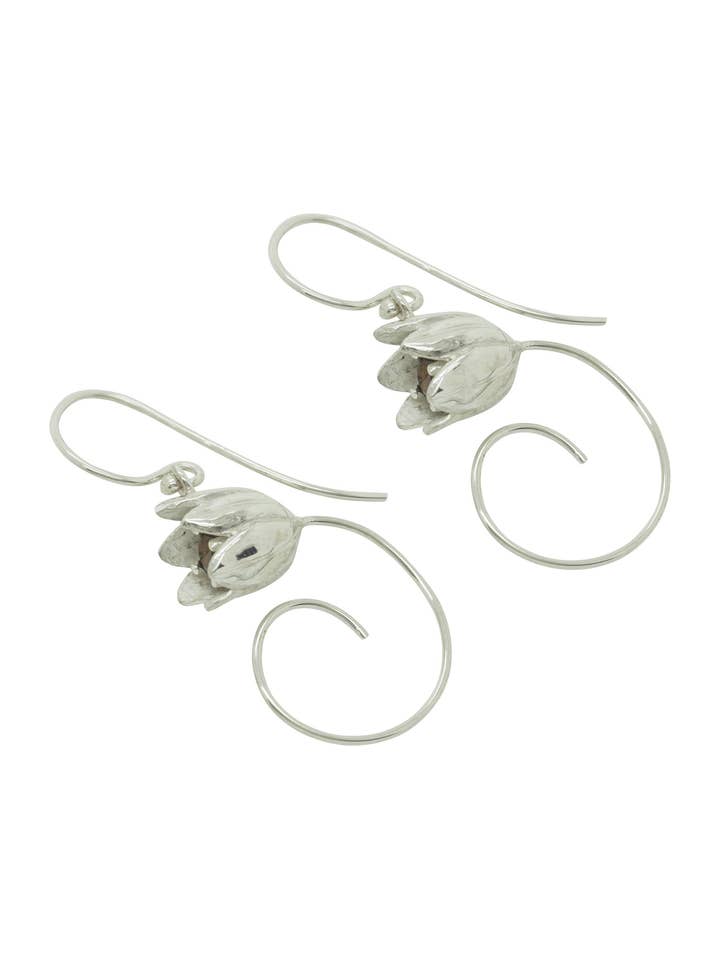 Tulip Ear Drops Hand Made From Silver for wholesale by Andrew O'Dell Jewellery