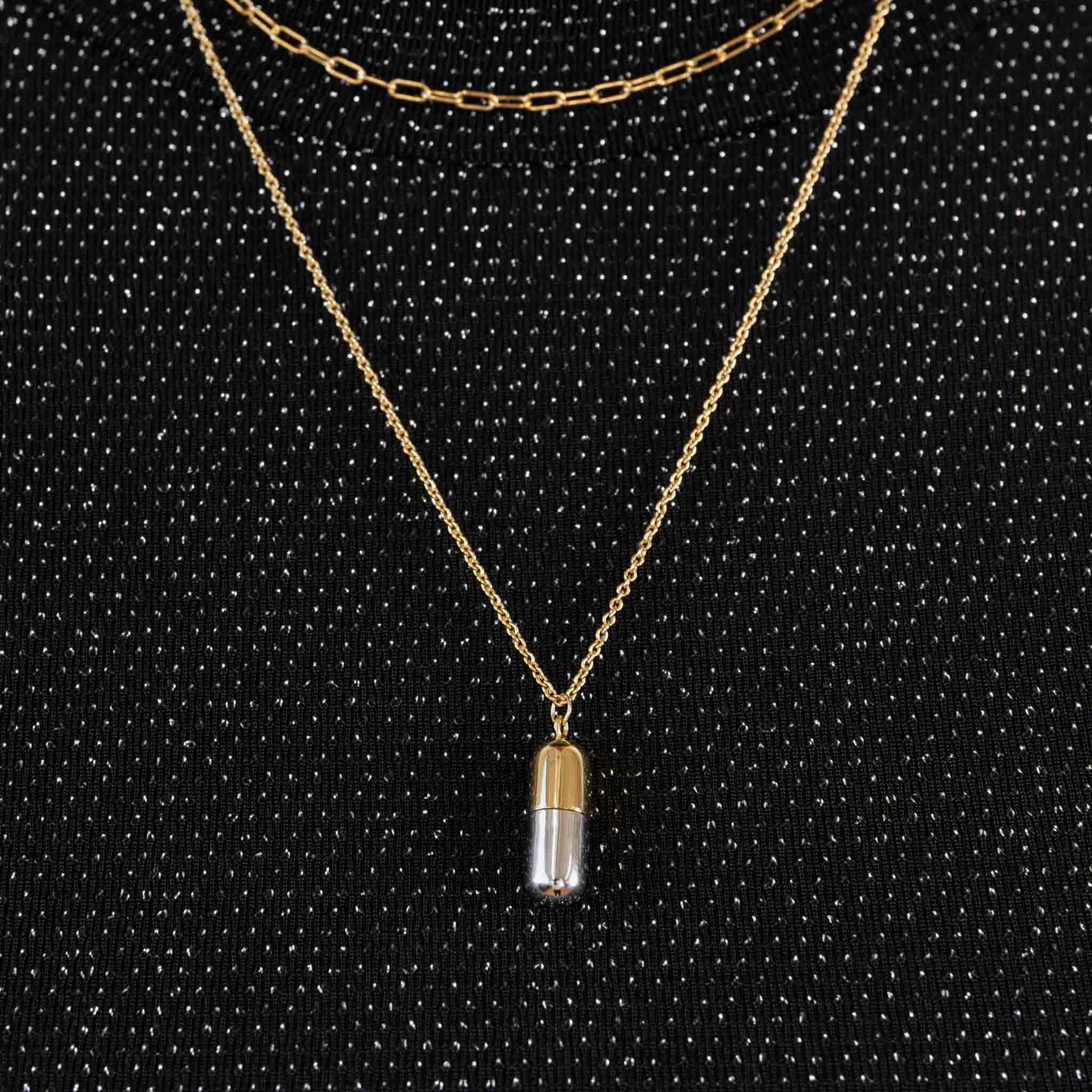 Larissa Loden - Wholesale Pendant/Charm Necklace - Anja Pill Capsule Necklace - 14K Gold Plated Sterling Silver3