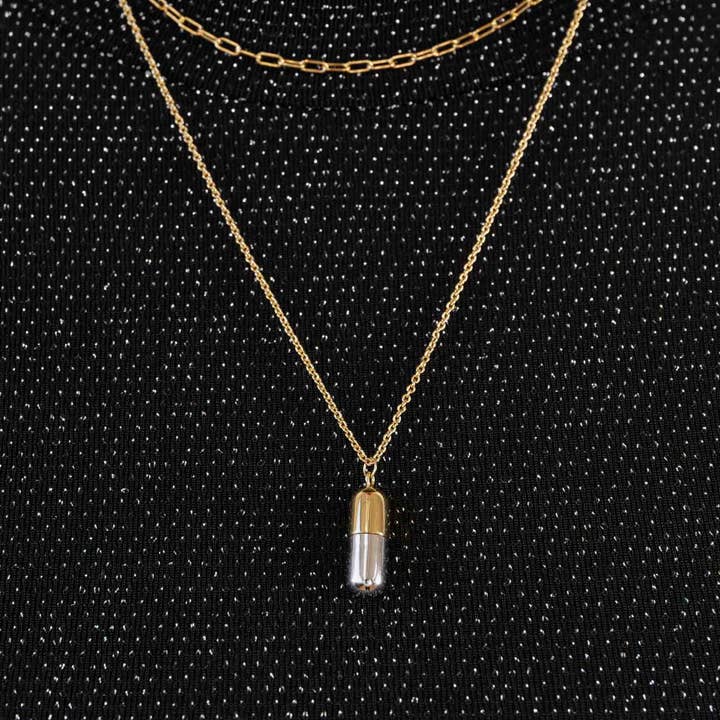Larissa Loden - Wholesale Pendant/Charm Necklace - Anja Pill Capsule Necklace - 14K Gold Plated Sterling Silver3