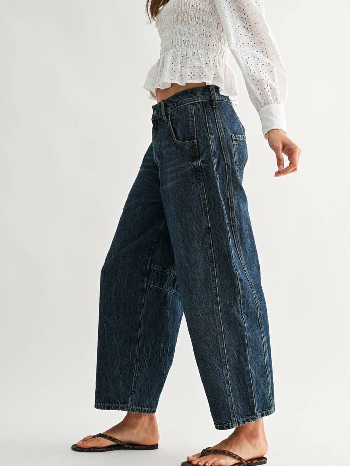Jean large en denim délavé foncé CEP26841 pour la vente par Camellia
