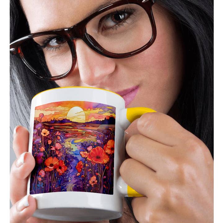 3dRose - Wholesale Coffee Mug - 3dRose, Bright Image of Liquid Flower and River Scene Background, Mug1