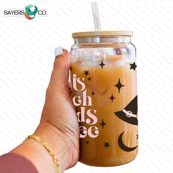 Sayers & Co. - Wholesale Sublimation transfer - PRINTED Sublimation Transfer or Vinyl Print: This Witch Needs Coffee 16oz Print5