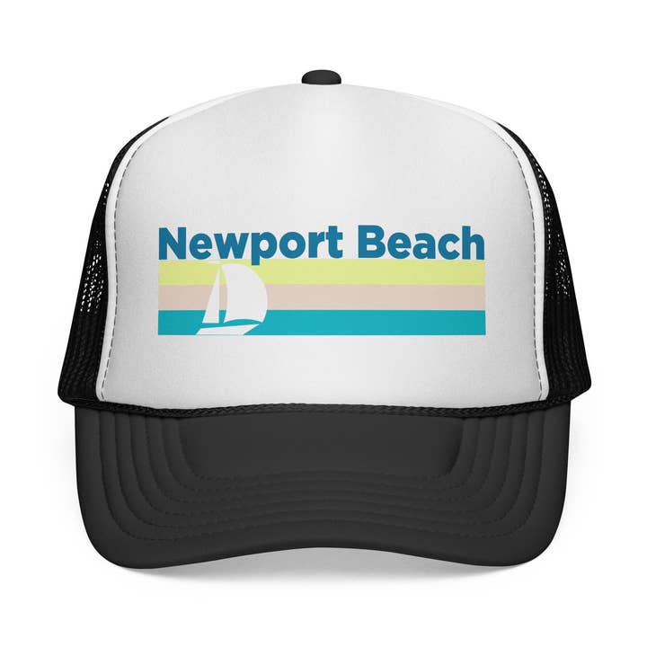 Newport Beach, California Retro Sailboat Trucker Hat for wholesale by Hey Mountains