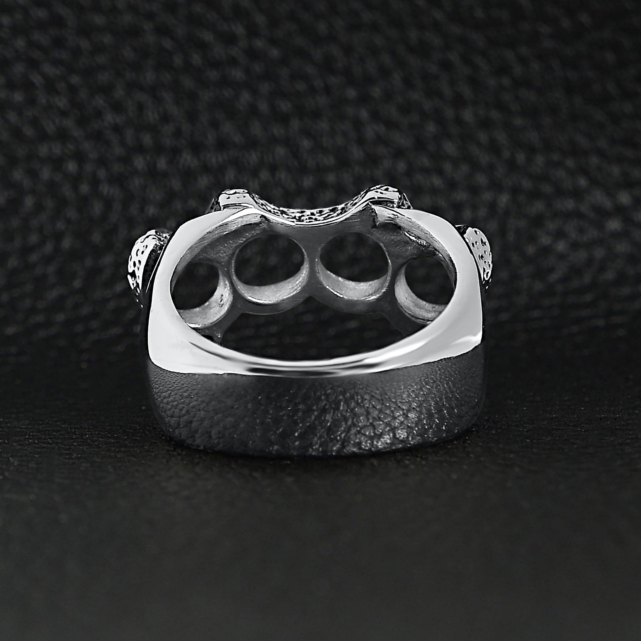 WJW - Wholesale Cocktail/Statement Ring - Stainless Steel Polished Knuckle Duster Ring5