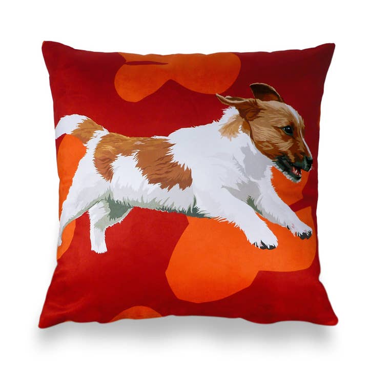 Jack Russell Cushion Cover for wholesale by Leslie Gerry