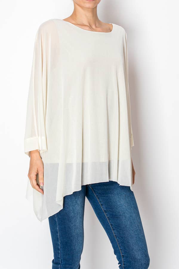 BEIGE MESH TUNIEKTOP MET AANGEHECHT GLINSTEREND TANKTOP-4821BEIGE voor groothandel op Faire1