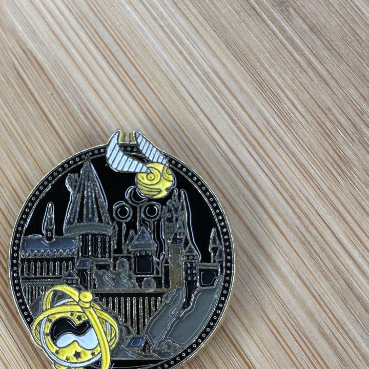 Scribble & Scroll - Wholesale Lapel pin/button - Hogwarts, Snitch, & Time Turner Pin - Harry Potter 0