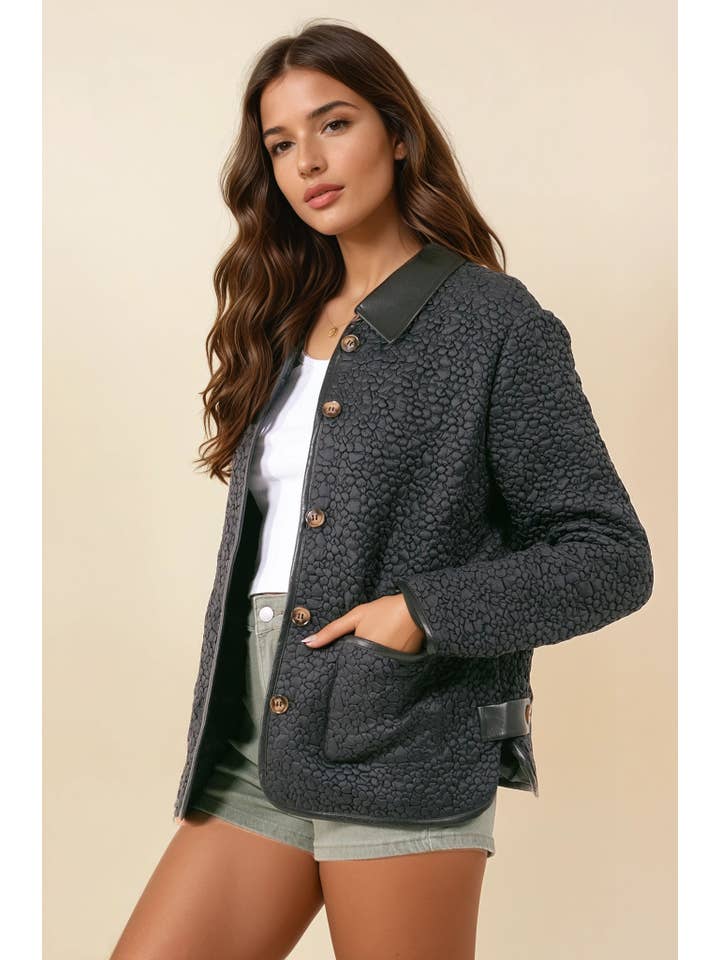 Doe and Rae - Wholesale Jas - Dames - Dekbedovertrek van veganistisch leer met knoopsluiting - 10631J2