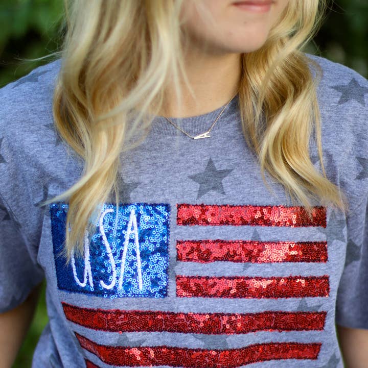 USA Flag Patriotic 4th of July Short Sleeve for wholesale by Shop Southern Belle