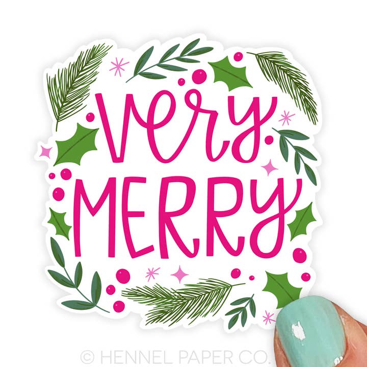 Sticker - Very Merry for wholesale by Hennel Paper Co.